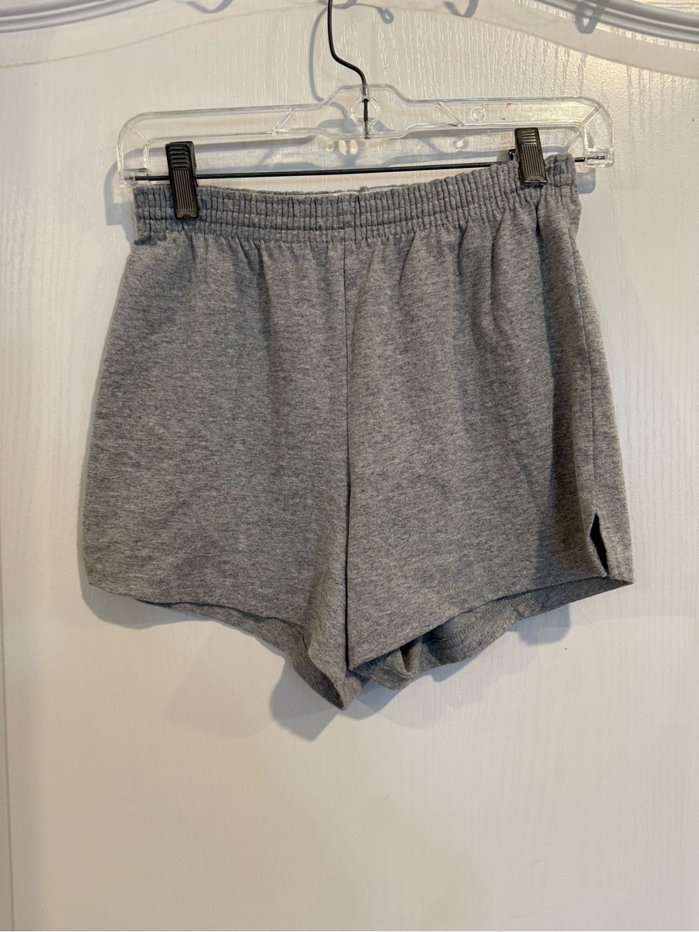 Soffe women's gray cotton athletic y2k cheerleader shorts w slits small hi rise